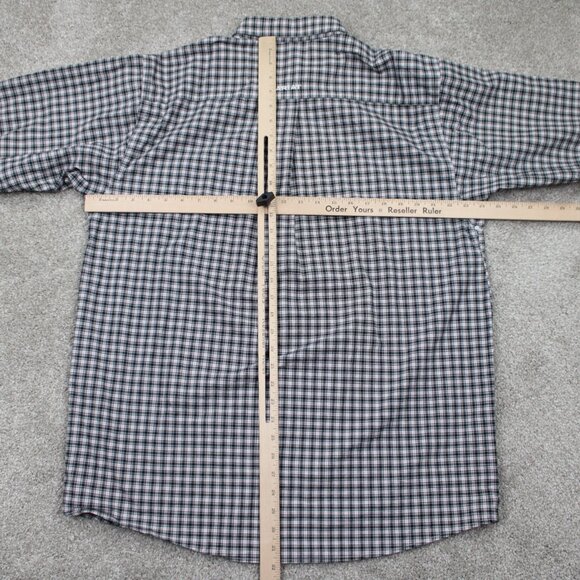 Ariat Pro Series Stretch Shirt Mens Large Black/White/Red Plaid L/S Cotton Blend - Picture 10 of 13